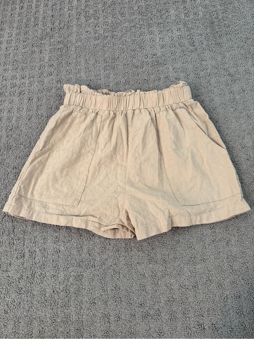 SHEIN Girls Cream Paperbag Waist Linen-Look Shorts